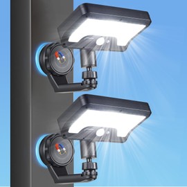 LIFENGSOLER Magnetic Solar Lights Outdoor with Motion Sensor, 92LEDs 600 LM Bright Solar Fence Lights, IP65 Waterproof Security Lights with Strong Magnets for Deck, Patio, RV, Camper (2Pack)