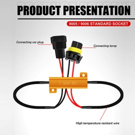 ZBGUN 2 PCS 9005/9006 Car LED Light Bulb Decoder, Alloy Shell Ultra-high Frequency High Power Fog Light Resistor Decoding Line, Strobe Problem Solving Accessories, for Most Models (Black & Gold)