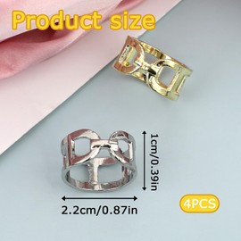 Molain Scarf Rings Scarf Clips, 4 Pieces Gold Silver Scarf Sliding Buckle Double D Shape Silk Scarves Lapel Pin Scarf Buckle Holder Silk Scarf Clasp Holder Scarf Buckles for Women, Gold, silver