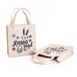 Logbuch-Verlag Felt Bag Easter Nest for Filling Beige 18 x 20 x 5 cm Easter Bunny Gift Bag for Children Adults