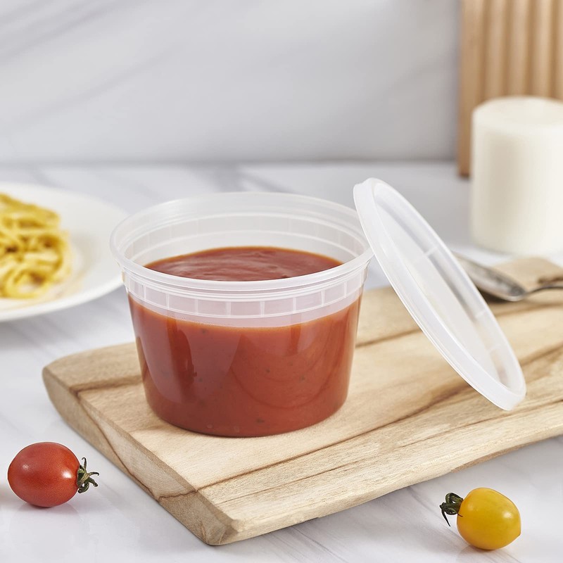 Jaluxing 16 oz. Plastic Deli Containers With Lids, 48 Sets