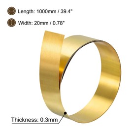 TA-VIGOR 1Pcs Brass Sheet Roll, 1000mm x 20mm x 0.3mm Metal Foil Plate Roll Brass Metal Thin Sheet Strip for Crafts, Electrical Repairs, DIY Projects, Grounding