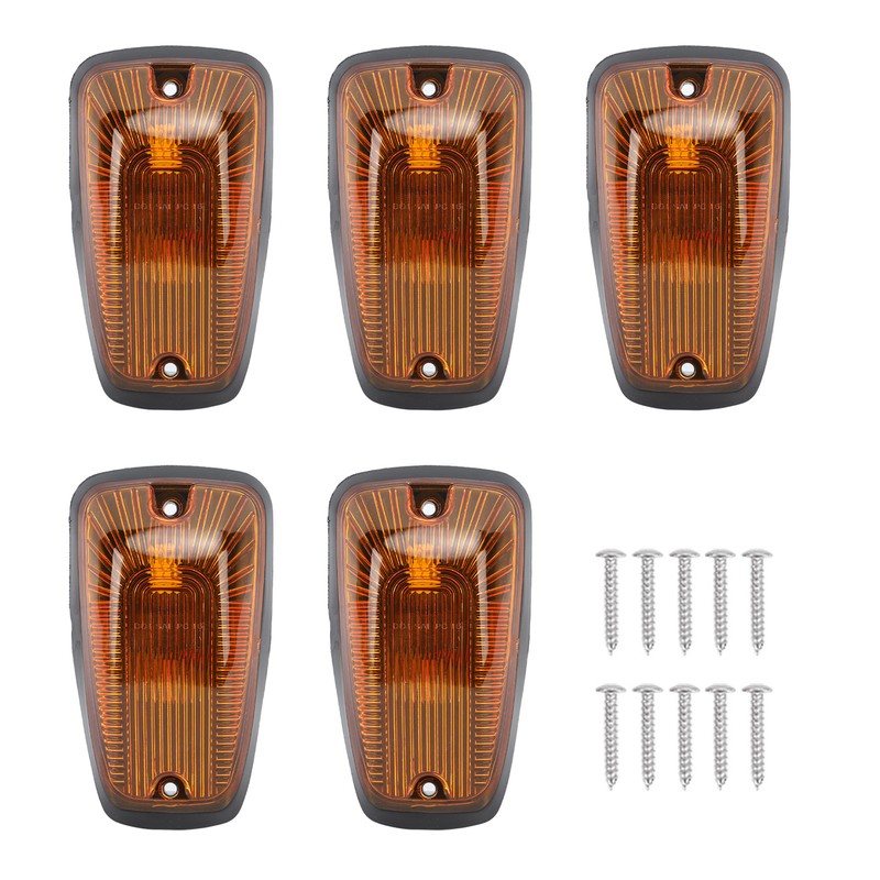 5Pcs Cab Marker Light Weatherproof Amber Teardrop Cab Top Running