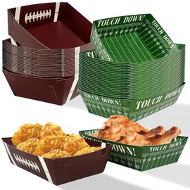 48 Pack Football Party Paper Trays Serving Tray Football Party Nachos Food Boats Disposable Football Bowls for Football Birthday Party Game Day Tailgate Party Decorations
