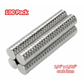 Small Round Disc Magnets 1/4x1/16 - Magnetic Metal Holders Fasteners Tool Organizers Universal Disk Magnet N48 (100 Pack)