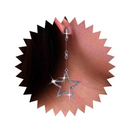 TseenYi Boho-Kristall-Stern-Ohrringe, CZ-Stern-Ohrhänger, silberne hohle Stern-baumelnde Ohrringe, Vintage-Strass-Stern-Ohrringe, lange Stern-Ohrstecker, Schmuck für Frauen und Mädchen