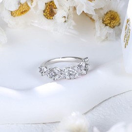 Birth Flower Ring For Women, Sterling S925 Silver April Birthstone Cubic Zirconia Ring For Mother Daughter, Dainty Daisy Flower Ring Size 8
