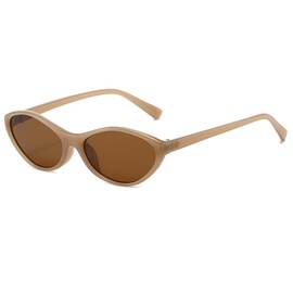 YAMEIZE Retro Oval Sunglasses Women Men Vintage Small Oval 90s Sunglasses Cat Eye Frame Y2k Narrow Shades Trendy Sun Glasses UV400 Protection