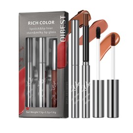 3PCS Lip Makeup Set – Matte Lipstick, Peel-Off Lip Liner & Butter Lip Gloss, Long-Lasting Waterproof Lip Kit for Smooth, Defined & Hydrated Lips (# 05)