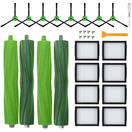 Loveco Pack of 20 Replacement Parts Compatible with iRobot Roomba E I & J Series, i7 i7+ i3 i3+ i1 i1+ i2 i4 i5 i5+ i6 i8 i8+ j7 j7+ j8 j8+ j6 j6+ j5 j5+, E5 E6, 2 sets of rubber brushes, 8 pieces