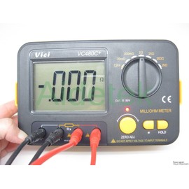 AideTek VC480C Precision Milliohm Meters 4 Wire Kelvin Clip 0 Adjust Large LCD Backlit LCD Data Hold Manual Zero Display Adjust with Calibration Certificate