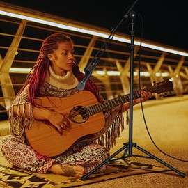 Lemxadd Tripod Mic Stand Floor Boom Arm for Blue Yeti Q2U K6 AM8, Floor Microphone Stand with Carrying Bag, 3/8" to 5/8" Adapter, 2 Mic Clips and Cable Ties