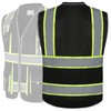 JKSafety 10 Pockets Hi-Vis Zipper Front Black Safety Vest |