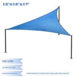 E&K Sunrise 12' x 12' x 17' Right Triangle Sun Shade Sail, Shade Fabric Cover Backyard Deck Sail Canopy UV Block - Blue