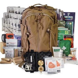 3 Person Emergency Kit/Survival Backpack for 72 Hours for Natural Disasters, Hurricanes, Emergency or Bug Out Situations (Tan)