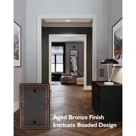 ZILLSEA 2-Pack Aged Bronze Blank Outlet Covers, Metal Blank Wall Plate Covers for Unused Outlets/Switches, Decorative Pearl Design, 3.15''*4.88'', Midsize