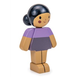 Tender Leaf Toys - We are Family - Almond Girl - Eco-Friendly Multicultural Wooden Dolls with Moving Arms - Build Your own Family - Encourages Imaginative Play, Empathy and Social Skills - Age 3+