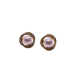 AIMALL Elegant Natural Freshwater 6A Oblate Pearl Earrings (Gold)