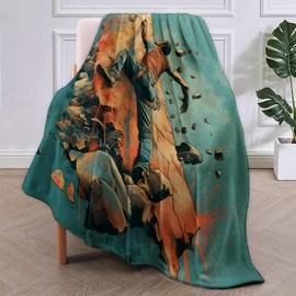 VANZEV Rock Climbing Throw Blanket, Dynamic Illustration of a Climber on Rugged Terrain, Soft Cozy Fleece Blanket for Couch Bed Sofa, for Adventurers and Outdoor Enthusiasts, 50x60 in