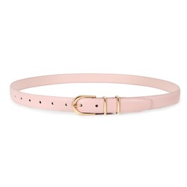 JASGOOD Women Leather Belt for Jeans Pants Fashion Ladies Dress Belt with Gold Single Prong Buckle,Pink