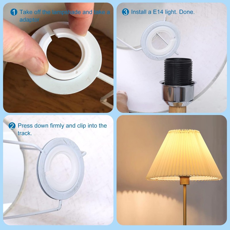 DOETYD 5 Pack E27 to E14 Lampshade Reducer Ring White