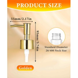 DAWZMR 6 Pack Gold Soap Dispenser Pump, Top Replacement for Lotion & Regular Glass Bottles (Standard Diameter 28/400 Neck Size)