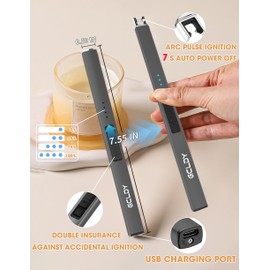 2 Pack Electric Candle Lighter, Stocking Stuffers for Women Men Adults, Birthday Gift for Women Mom Wife Sister Men, Long Electronic Rechargeable USB Lighter for Candle Grill Camping Home BBQ Kitchen