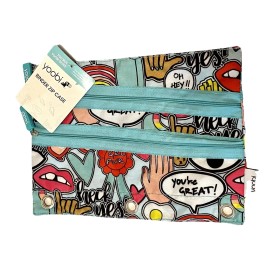 Yoobi Jumbo Stickers Themed Triple Zipper Case W Binder Grommets School Makeup