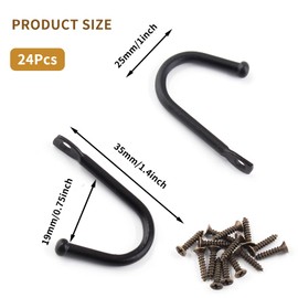 Auvotuis 24Pcs Single Iron Hooks, Decorative J Shaped Wall Mounted Single Coat Hooks with Screws for Hanging Bag, Key, Cup (Black, 1.4 x 1 Inch)