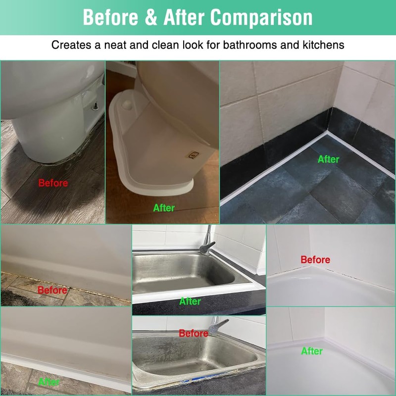 White Caulk Tape Bathroom Easy DIY Sealant Solution Peel &