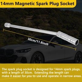 HNeekyr 14 mm Magnetic Spark Plug Socket, with Magnetic Design and Swivel Thin Wall Socket