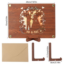 ASSRECT Wooden Wedding Couple, Money Gifts for Wedding, Money Gift Packaging, Wooden Money Holder with Heart Pattern, Money Clip Ornament for Birthday, Wedding, Valentine's Day