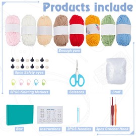 ACRNIGHEET Crochet Kit for Beginners 4PCS Cat Animal Crochet Kit with Step-by-Step Tutorials and Accessories, Crochet Starter Kit Learn to Crochet Kits for Adults Beginners Handicraft Enthusiasts