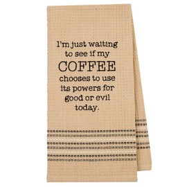 Mona B Funny Novelty Waffle Weave Cotton Kitchen Dishtowel Good or Evil