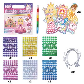 EZKITS4KIDZ DIY Mirror Mosaic Princess & Unicorn Kids Art Craft Kit/DIY Foil Stickers for Kids/Perfect Art Crafty Gifts for Girls Ages 3/4/5/6 Year Old/Creative Activity Kits for Little Girls