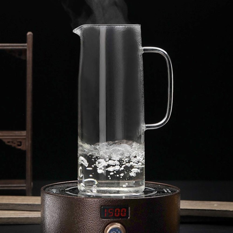 TAMUME Glass Water Pitcher with Stainless Steel Filter, 1.2L Cold