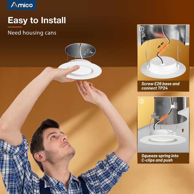 Amico 12 Pack 6 inch 5CCT LED Recessed Lighting with