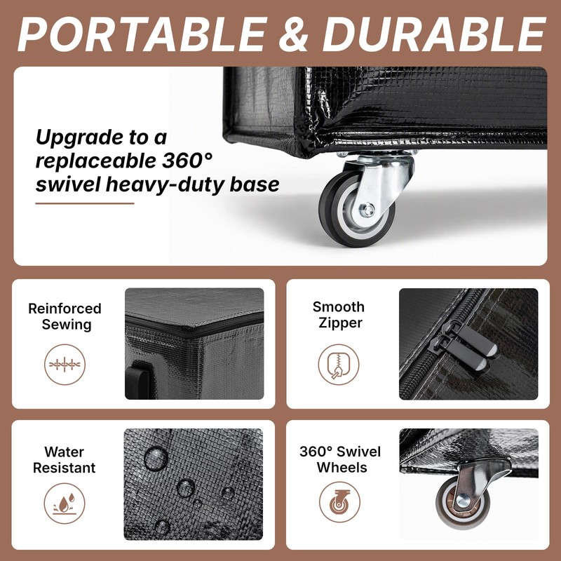 Reusable Grocery Bag on Wheels,Foldable Rolling Tote Bag,Heavy-Duty Trolley