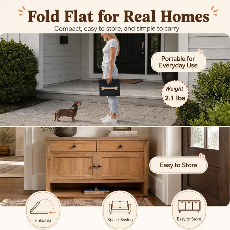Dog Ramp for Stairs 2 Pack, 4-Level Adjustable Wooden Pet