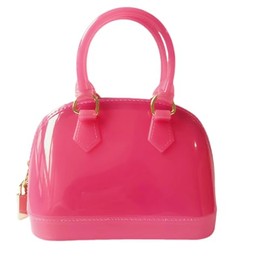 Jelly Crossbody Purse Shoulder Bag, Candy Color Tote Satchel Top-Handle Handbags for Women (Fushia Mini)