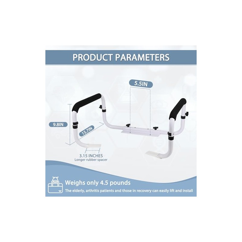 Toilet Safety Rail, Safety Frame for Toilet Seat, Toilet Grab