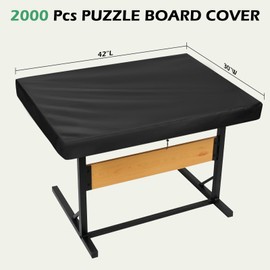 Fizentia Puzzle Board Cover,Waterproof Cover for 2000-Pieces Jigsaw Puzzles Board with Drawers,Dustproof Covers for Puzzles Tables for Adults with Drawers(Black,42''L x 30''W)