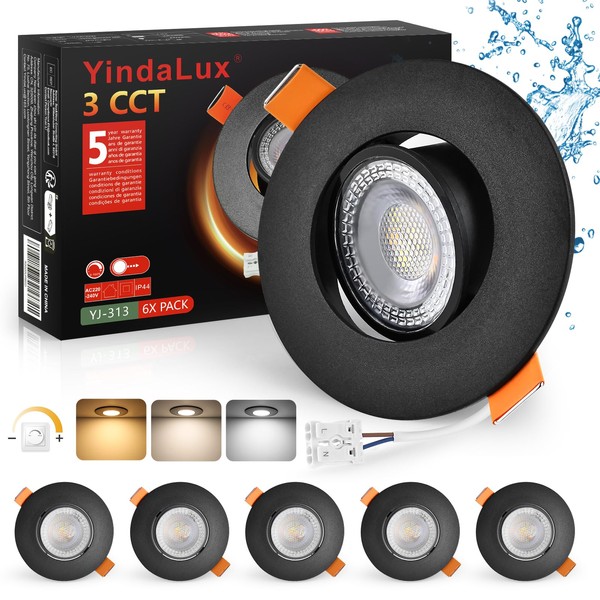 YindaLux Set of 6 LED Recessed Spotlights 230 V Dimmable