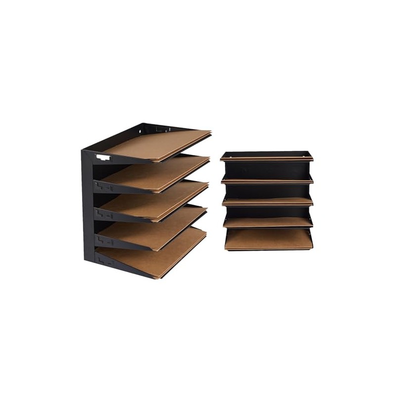 MAXXBUILD Desktop File Organizer, 5-Tier Letter Paper Rack, Black Metal
