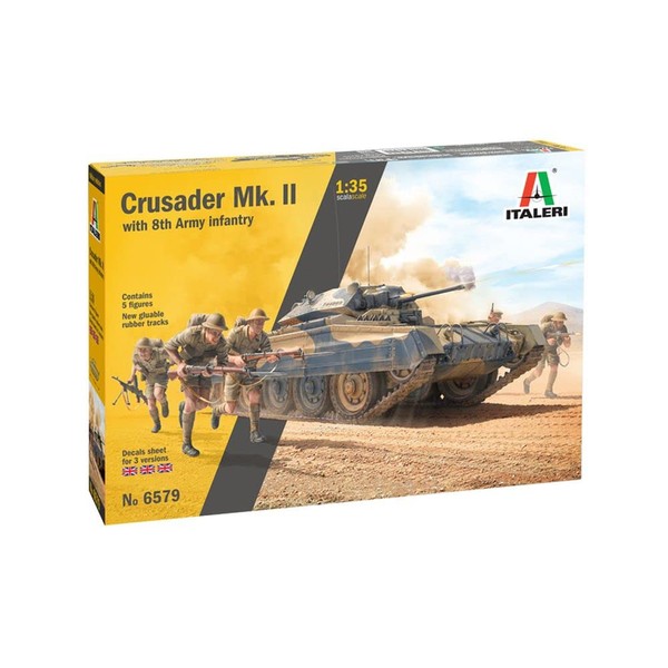 Italeri 6579S 1:35 Crusader Mk.II with Inf. Fig. (5), Construction, Stand Model Making, Crafts, Hobbies, Gluing, Plastic kit, Multicoloured