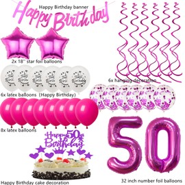 Deko 50. Geburtstag Frauen luftballons 50 Geburtstag Deko Geschenk für 50. Geburtstag Frauen rosa 50. Geburtstag Tortendeko 50 Frau Geburtstagsdeko 50 jahre Frau Geburtstag dekoration rosa