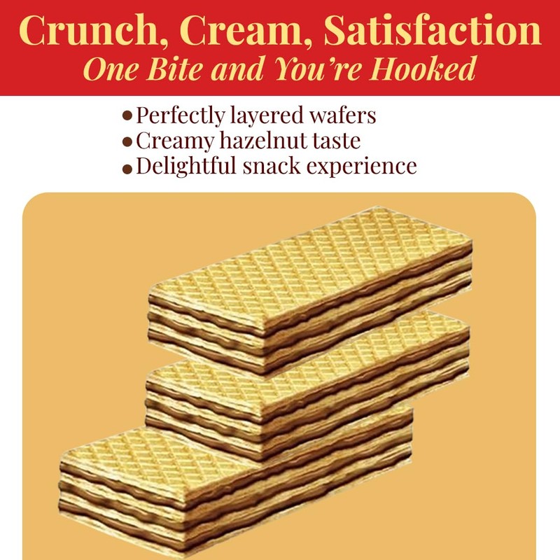 Vincinni Napolitan Hazelnut Wafers Healthy Snacks - Crispy Layers Filled
