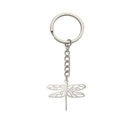 kkjoy Dragonfly Keyring Stainless Steel Flying Elves Pendant Key Ring Handbag Accessories Jewellery for Women Men, silver