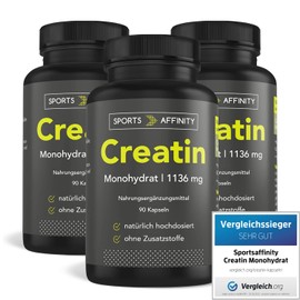 Sports Affinity Sports Affinity - Creatin Monohydrat Kapseln - 3408 mg Creatin pro Tagesdosis - Geschmacksneutral - Zur Erh?hung der k?rperlichen Leistung - Made In Germany - 270 Kapseln