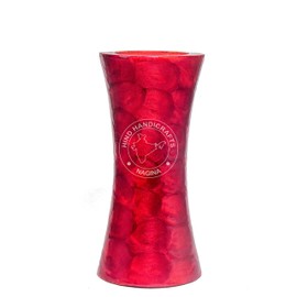 Hind Handicrafts Decorative Hand Painted Mango Wooden Flower Vase for Home Office Decor, Living Room, Dining Table Centerpiece - 8x3.5 Inches (Maroon)